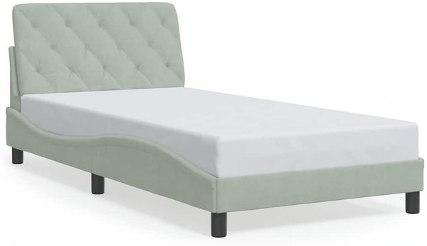 Einzelbettgestell Design für Erwachsene ohne Matratze Hellgrau 100x200 cm Samt d4866e