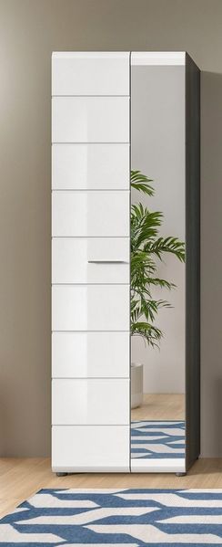 INOSIGN Garderobenschrank Rumba, Höhe 192 cm, 1 Hochglanz Tür, 1 Spiegeltür, 4 Einlegeböden, 1 Kleiderstange, Stauraumschrank, Flurschrank, Flurmöbel