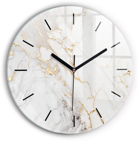 Tulup Wanduhr Runde Glasuhr Marmoruhr aus Gehärtetem Glas Elegante Uhr