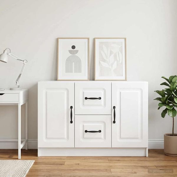 vidaXL Sideboard Hochglanz Weiß 89 x 34,5 x 57 cm Holzwerkstoff 895809