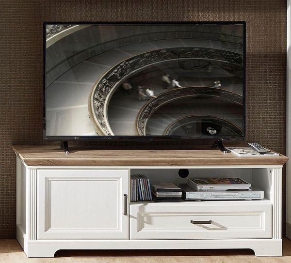 TV Lowboard JASMIN 143 cm Pinie weiß Nachbildung