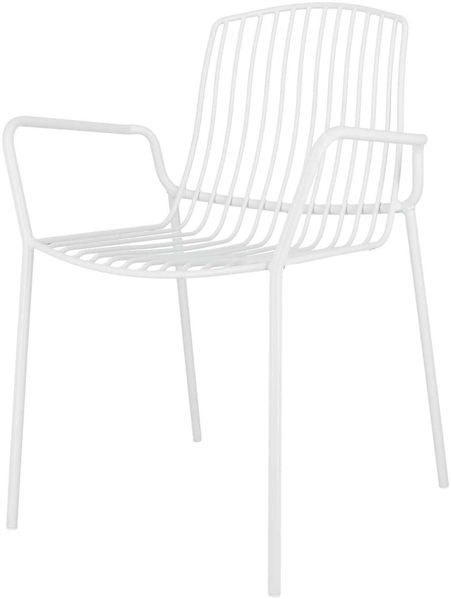 Mori Outdoor Stuhl aus Stahl weiß mit Armlehnen