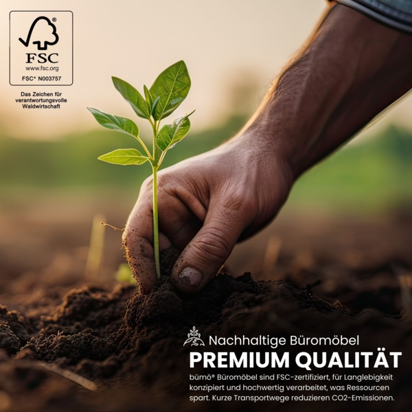 bümö Schiebetürenschrank 3OH - Aktenschrank abschließbar, Sideboard Schrank mit Schiebetüren in Graphit/Silber, Streifengriff - Büroschrank aus Holz mit Schiebetür, Büro Kommode für Ordner & Co, 1753S-G-S-SG Bild 10