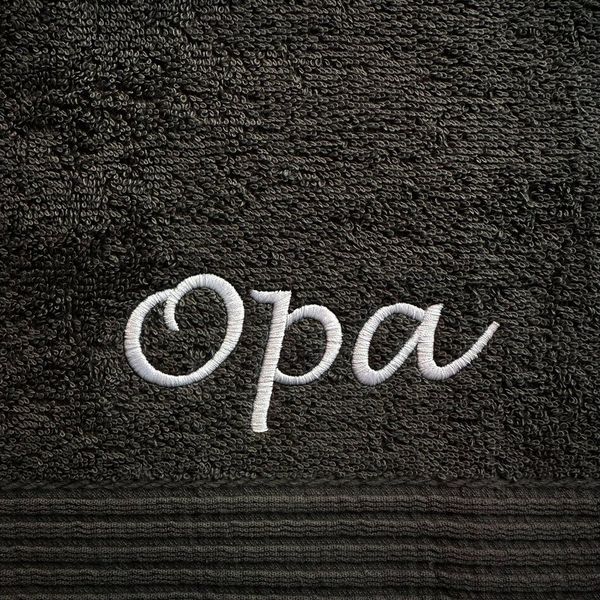 Schnoschi Handtuch Handtuch mit Oma oder Opa bestickt Gästehandtuch Duschtuch Badetuch, hochwertige Bestickung mit Oma oder Opa