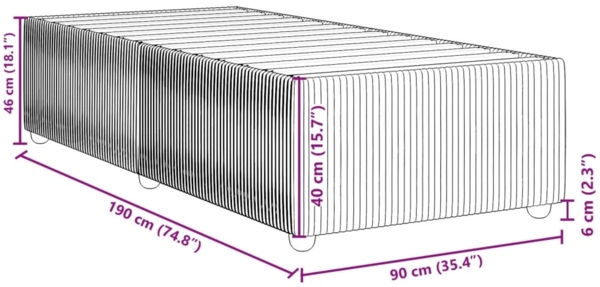vidaXL Bettgestell ohne Matratze Dunkelgrau 90x190 cm Samt 3284977 Bild 8
