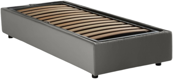 Dmora Einzelbett Agenta, Bettkasten mit Stoffbezug, 100 % Made in Italy, Öffnung vorne, inklusive Matratze 80x190 cm, Grau Bild 4