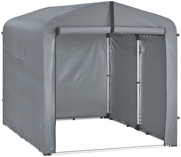 SoBuy KLS11-L-DG Fahrradunterstand, PE-Plane, Lackiert, Grau, 219 x 165 x 154 cm