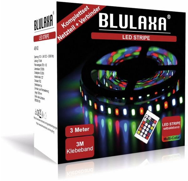 BLULAXA LED-Streifen BLULAXA LED-Strip 49143, 18 W, RGB, 3 m, inkl. Fernbedienung