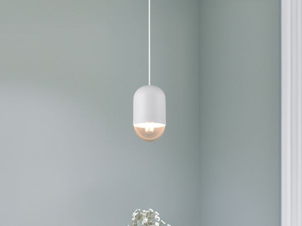 Kleine LED Pendelleuchte einflammig aus Metall in Weiß, Ø 10cm