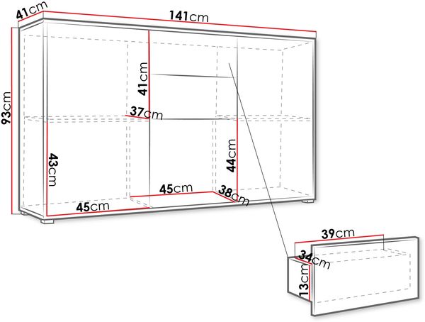 Mirjan24 'Gesita K1D4SZ' Kommode, Weiß, 93x141 cm Bild 5