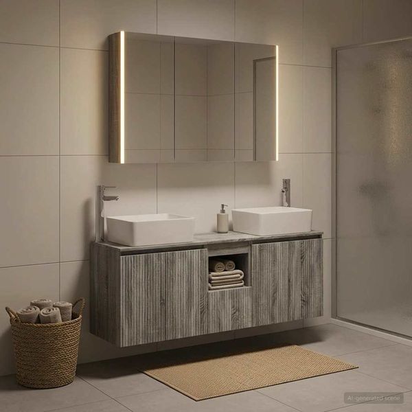 vidaXL Badezimmerschrank-Set 4 pcs Grau Sonoma Holzwerkstoff 3406428