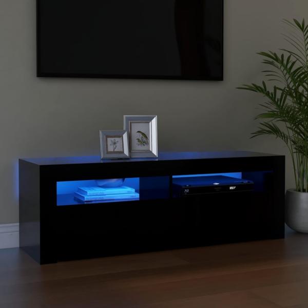 vidaXL TV-Schrank mit LED-Leuchten Schwarz 120x35x40 cm, Mit Beleuchtung [804311]