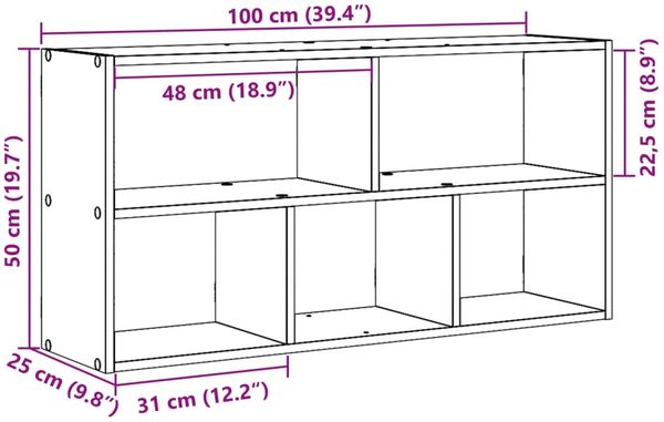 vidaXL Wandregal Altholz-Optik 100x25x50 cm Holzwerkstoff 853279 Bild 11