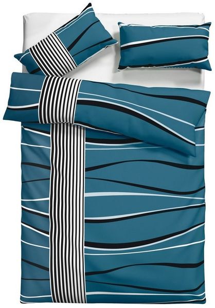 OTTO home Bettwäsche Renu in Gr. 135x200 oder 155x220 cm, Linon, 2 teilig, Bettwäsche aus Baumwolle, grafische Bettwäsche mit Wellen-Design