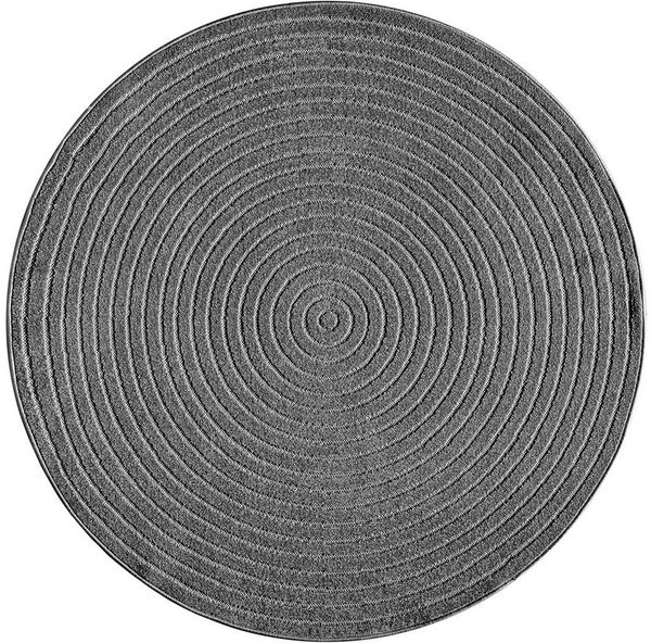 Carpetia Outdoorteppich Outdoor Designteppich Light Anthrazit rund modern wetterfest robust, Rund, Höhe: 5 mm