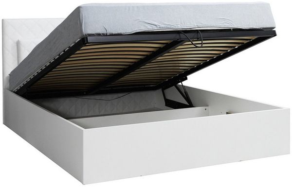 Lomadox Bettgestell PALINURO-166, Doppelbett 180x200cm, weiß, gepolstertes Kopfteil, LED-Beleuchtung