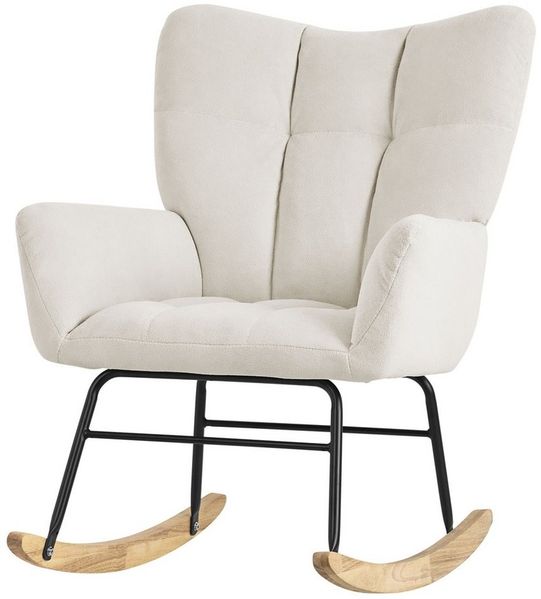 ML-DESIGN Stuhl Schaukelsessel Ohrenstuhl Schaukelstuhl Akzentstuhl Schwingstuhl (1 St), Stillsessel ideal für Wohn- & Babyzimmer Schwingsessel Frottee-Optik
