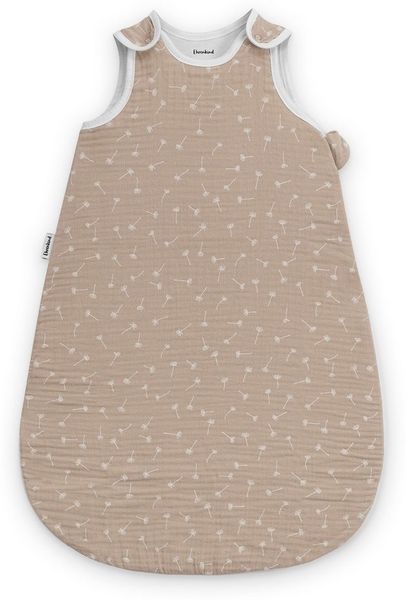 Ehrenkind® Baby Sommerschlafsack Rund Musselin | aus weicher OEKO-TEX zertifizierter Bio-Baumwolle | Sommer Baby Schlafsack Baby 1 TOG Gr. 62/68 Beige Gemustert