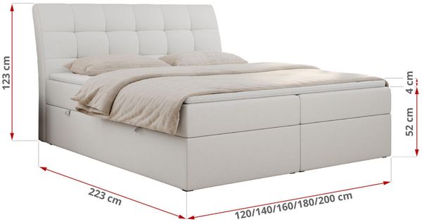 Boxspringbett Polsterbett mit Multipocket-Matratze und Topper - DIEGOS - 120x200cm - Weiß Kunstleder - H3 Bild 5