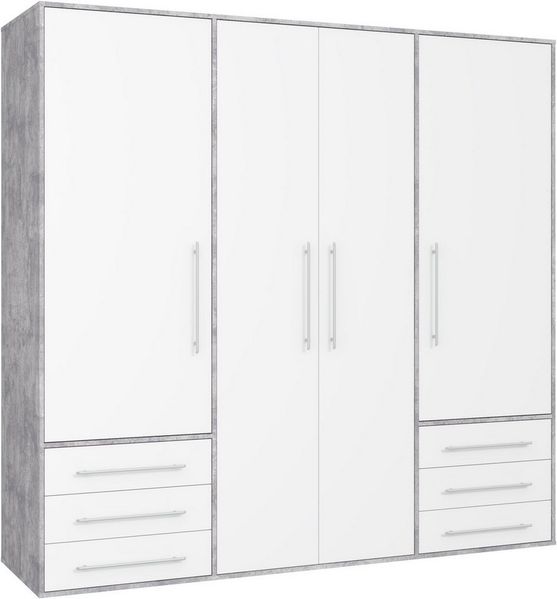 Forte 'MOKKARO' Kleiderschrank, Beton/Weiß, 206 x 200 x 53 cm