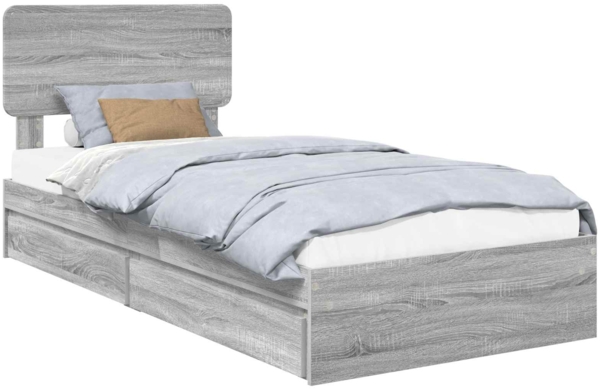 vidaXL Aufbewahrungsbett Graues Sonoma 90x200 cm Holzwerkstoff 3412316