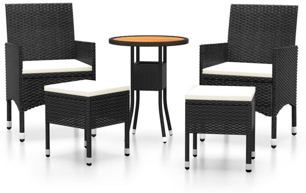 vidaXL 5-tlg. Garten-Lounge-Set Poly Rattan Schwarz 3058472 Bild 2