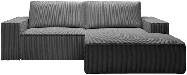 Vente-unique - AMELIA Sofa Samt Grau - B 167 cm x H 85 cm x L 240 cm