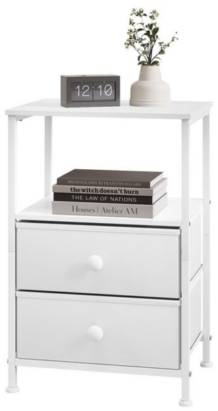 EUGAD Nachttisch (1-St), 40x60x30 cm, aus Vliesstoff, Metall, Holz, Weiß Bild 4