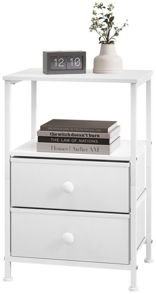 EUGAD Nachttisch (1-St), 40x60x30 cm, aus Vliesstoff, Metall, Holz, Weiß Bild 5