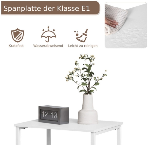 EUGAD Nachttisch (1-St), 40x60x30 cm, aus Vliesstoff, Metall, Holz, Weiß Bild 3