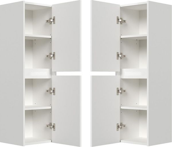 Lomadox Midischrank LIVIGNO-02 112cm hoch, wandhängend, weiß Hochglanz