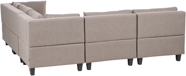 Beliani 'Unstad' Sofa, Braun, Stoff, 72 x 228 x 228 cm, mit Ottomane, Links Bild 5