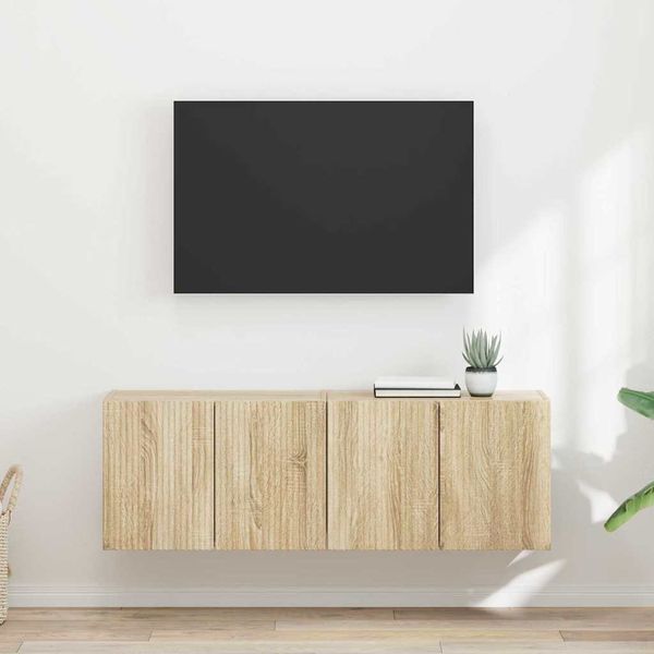 2-tlg. TV-Wandschrank, Fernsehschrank Sonoma-Eiche 59,5 x 31 x 40 cm