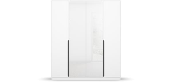 Drehtürenschrank >Artemis< in alpinweiß / Kristallweißglas - 181x210x54 (BxHxT)