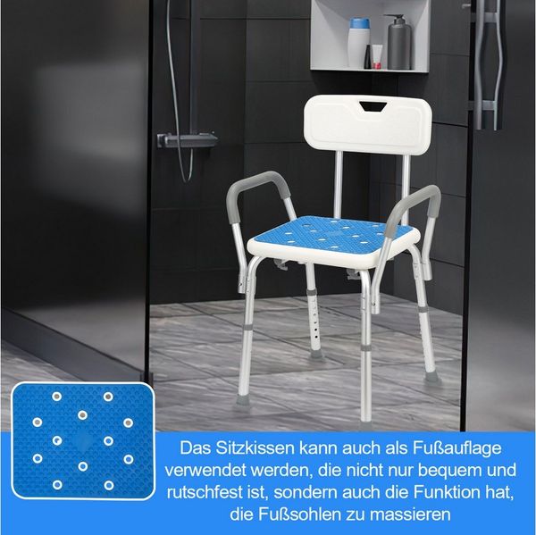 Clanmacy Badhocker Duschhocker, höhenverstellbar- mit Armlehnen - Duschsitz