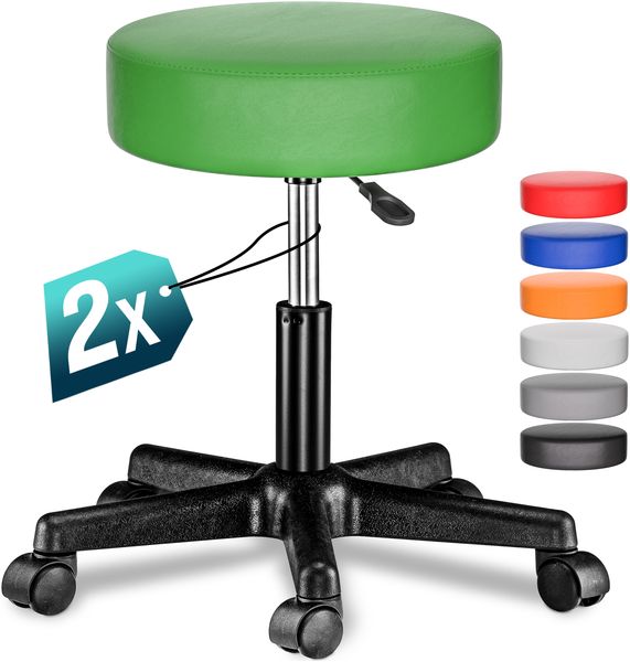 CASARIA® Rollhocker 2er Set Kunstleder Grün