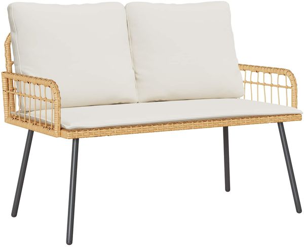 vidaXL Gartenbank mit Kissen Natur 114 x 64 x 90cm Stahl 4108262
