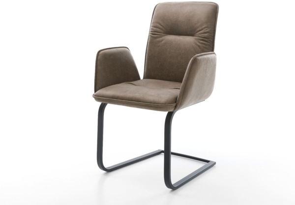 Freischwinger Vinja-Flex Mikrofaser Taupe Vintage Freischwinger flach Schwarz