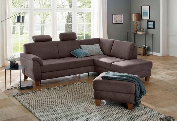 Home affaire Ecksofa Alta L-Form, mit Federkern und Kontrastnaht, Füße Buche eichefarben