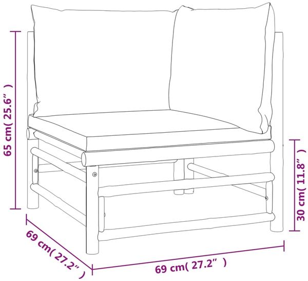 vidaXL 6-tlg. Garten-Lounge-Set mit Grünen Kissen Bambus 3155167 Bild 8