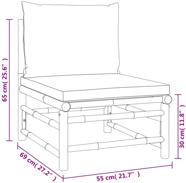 vidaXL 6-tlg. Garten-Lounge-Set mit Grünen Kissen Bambus 3155167 Bild 9