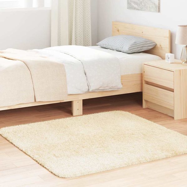 vidaXL Teppich Shaggy Hochflor NAVARRA Creme 120x120 cm Polyester 4102863