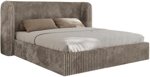 Polsterbett Bett mit Holzlattenrost Schlafzimmer Bett Doppelbett gepolstertes Kopfteil - EMORA CLASSIC - 200x200 cm - Hellbraun Cord Bild 6