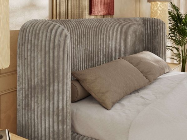 Polsterbett Bett mit Holzlattenrost Schlafzimmer Bett Doppelbett gepolstertes Kopfteil - EMORA CLASSIC - 200x200 cm - Hellbraun Cord Bild 4