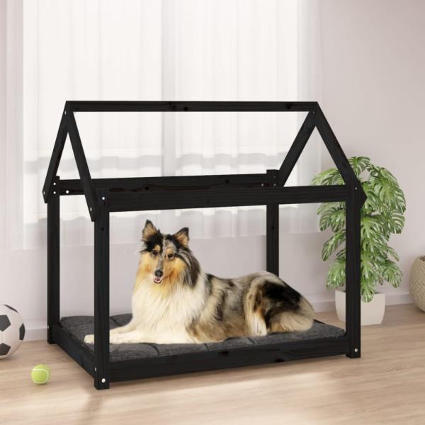 vidaXL Hundebett 101x70x90 cm Massivholz Kiefer, Schwarz