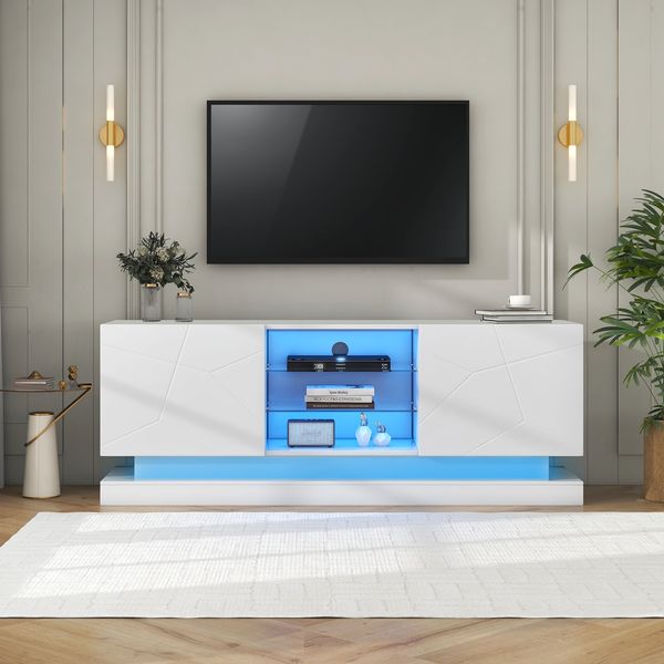 TV-Schrank, mattweiß, mit Silent-Scharnieren, höhenverstellbarem Fach & Kabelmanagement, 160x38,5x60 cm, Weiß