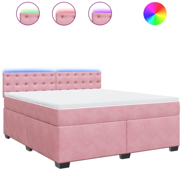 vidaXL Boxspringbett mit Matratze Rosa 180x200 cm Samt 3288695