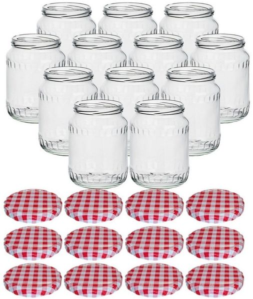 gouveo Einmachglas Vorratsgläser 720 ml Klassik mit Schraub-Deckel - Große Einmachgläser, (12-tlg, Karorot BS)