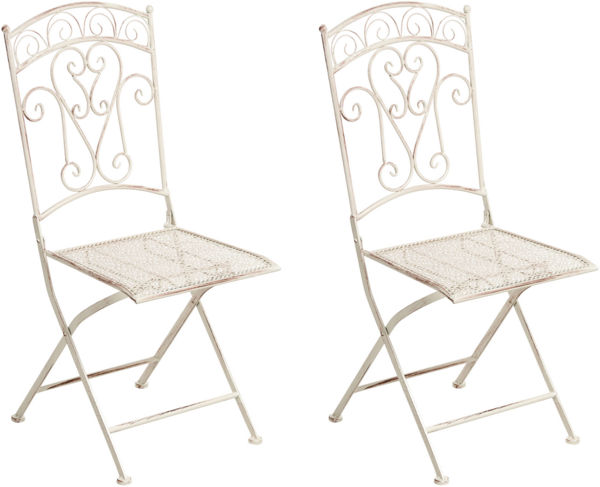 Gartenstuhl 2er Set JUINA klappbar Metall Hellbeige