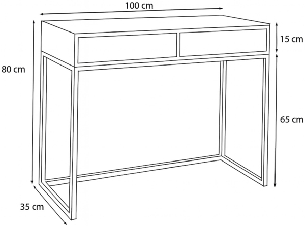 AX LIVING Schminktisch Schwarz Lortie 100 cm Schubladen Kupfer-Gestell Bild 3